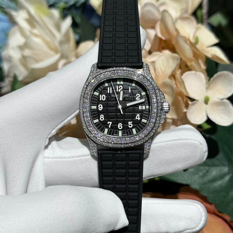 PATEK PHILIPPE AQUANAUT 5067 BLACK FULL MOISSANITE DIAMOND BEST REPLICA 35.6MM