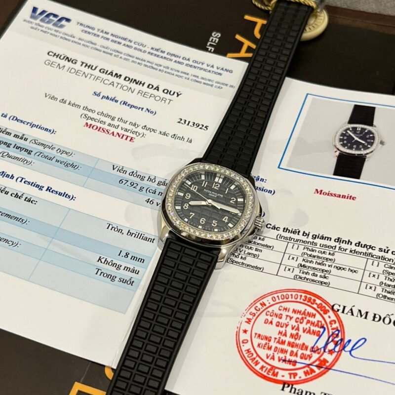 ĐỒNG HỒ PATEK PHILIPPE AQUANAUT 5067A MÀU ĐEN VIỀN KIM MOISSANITE 35.6MM