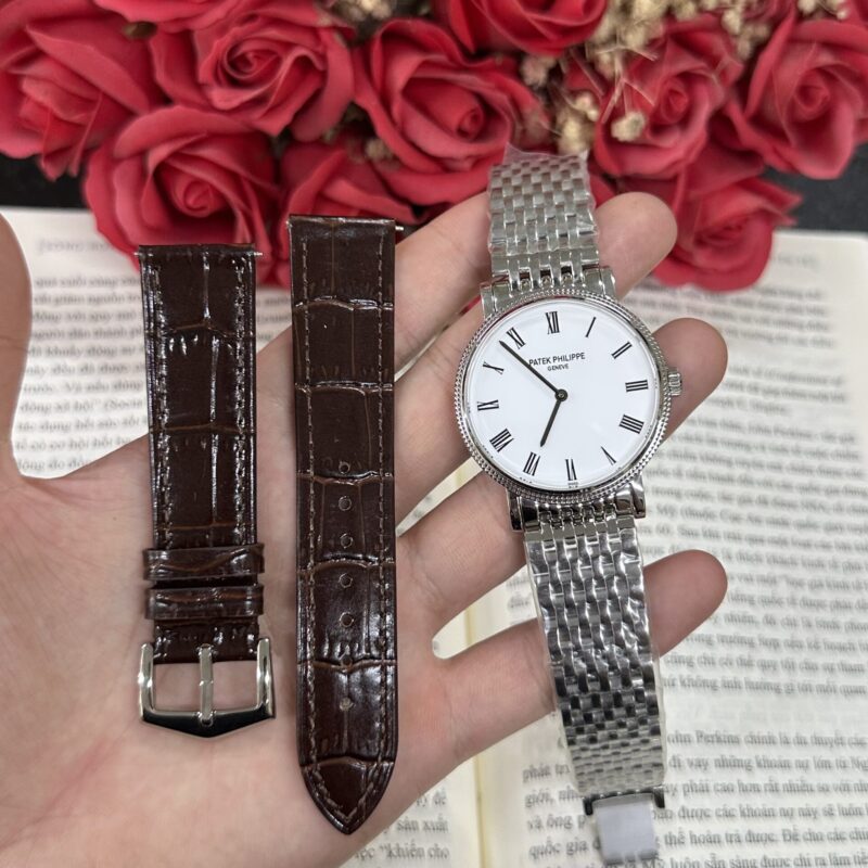 ĐỒNG HỒ PATEK PHILIPPE CALATRAVA 5120G MẶT TRẮNG TẶNG KÈM DÂY DA REPLICA 39MM