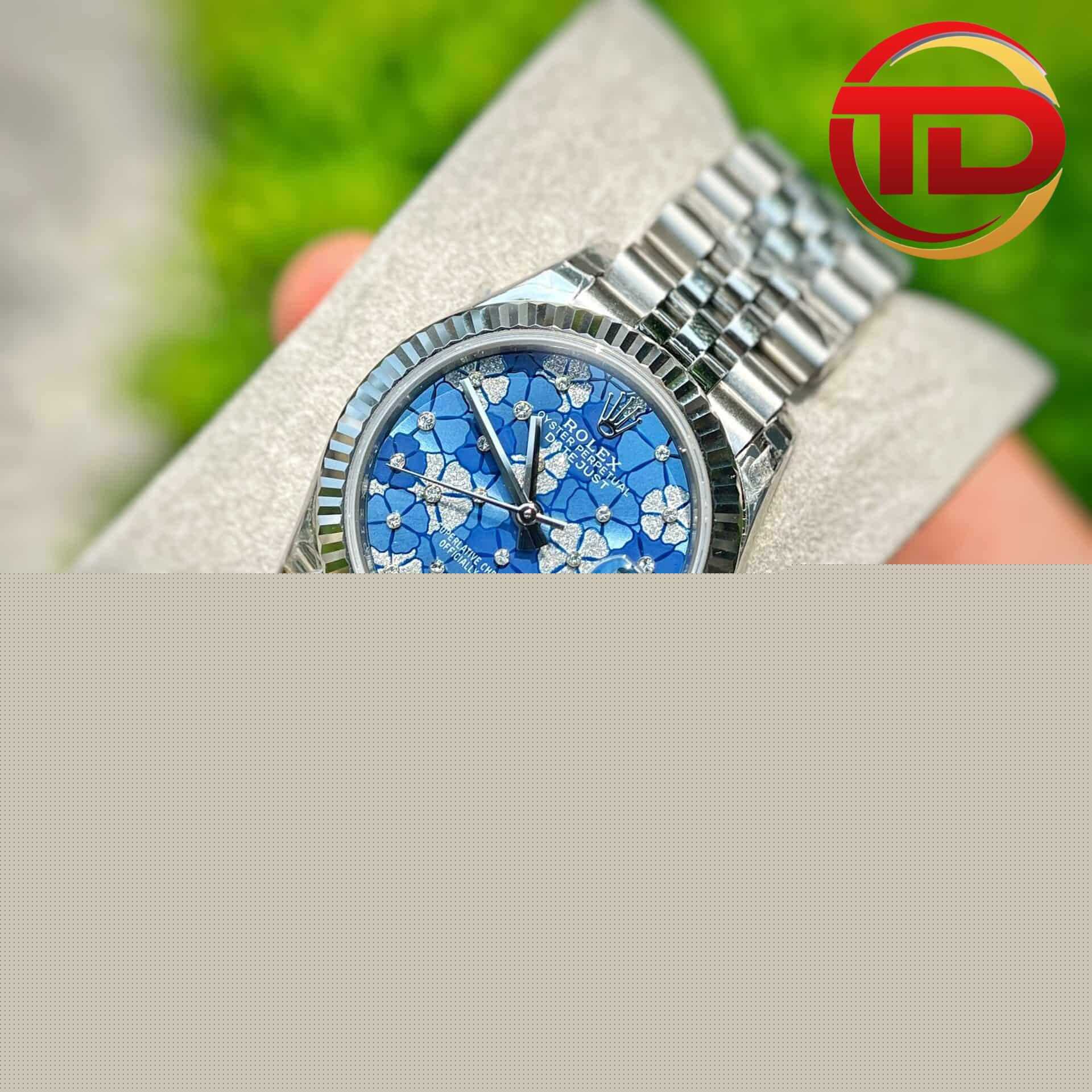 Rolex Datejust Nữ Họa Tiết Hoa Màu Xanh Azzurro - 2