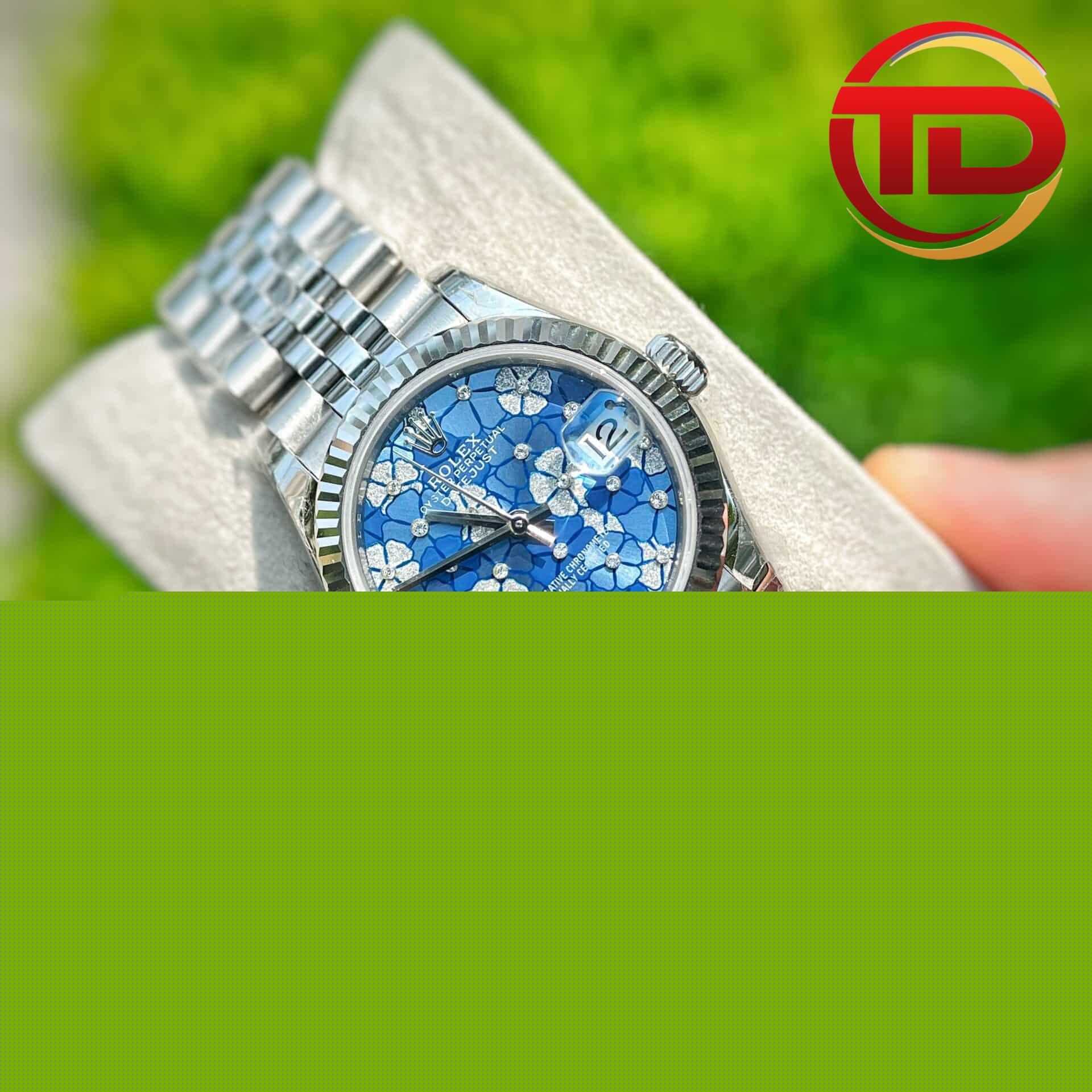Rolex Datejust Nữ Họa Tiết Hoa Màu Xanh Azzurro - 3