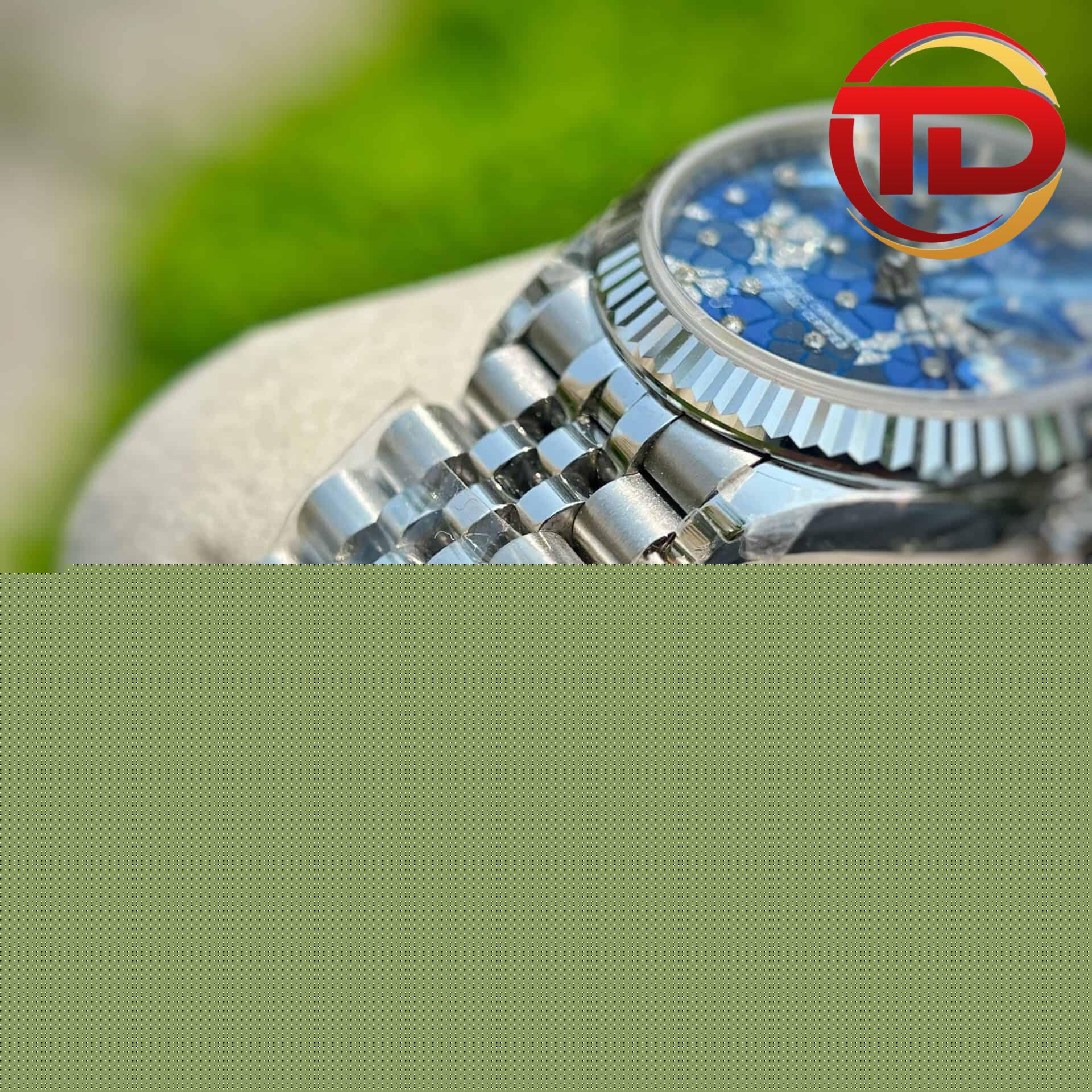 Rolex Datejust Nữ Họa Tiết Hoa Màu Xanh Azzurro - 4