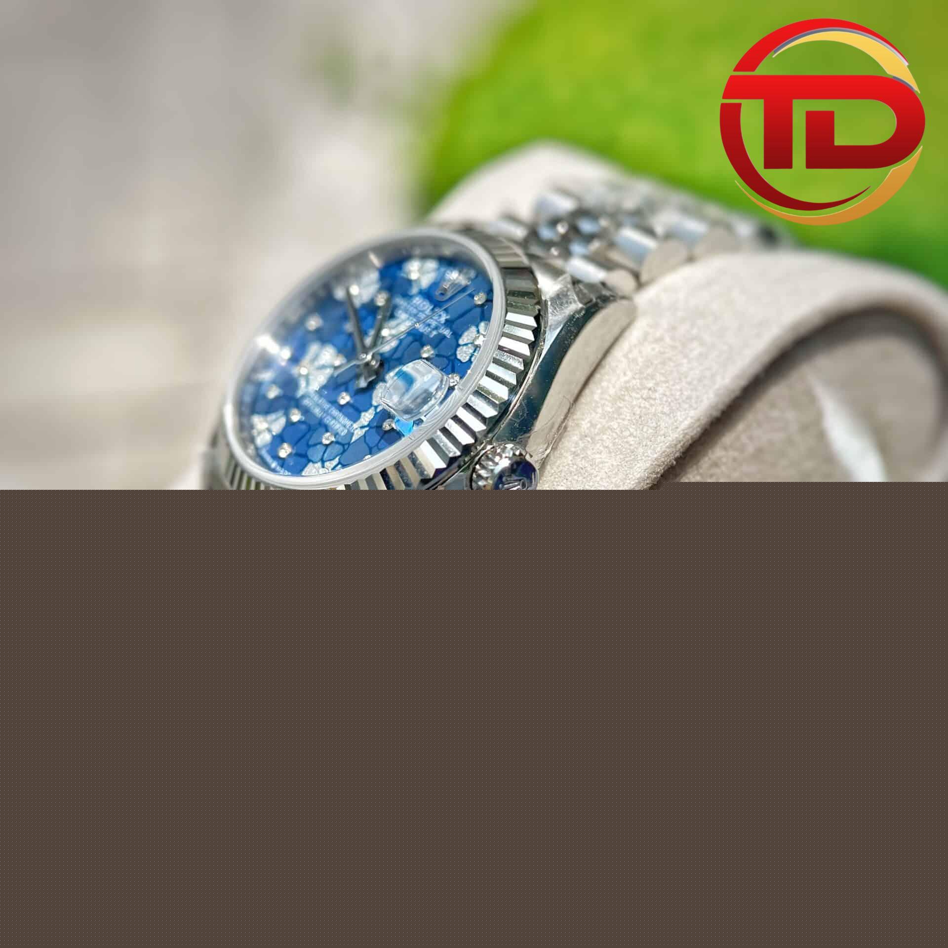 Rolex Datejust Nữ Họa Tiết Hoa Màu Xanh Azzurro - 5