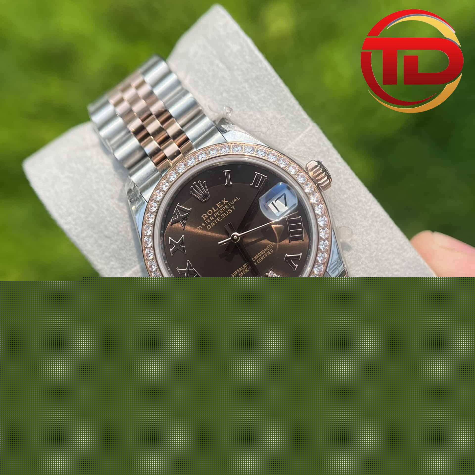 Rolex Datejust Nữ Mặt Số Nâu Niềng Đá - 2