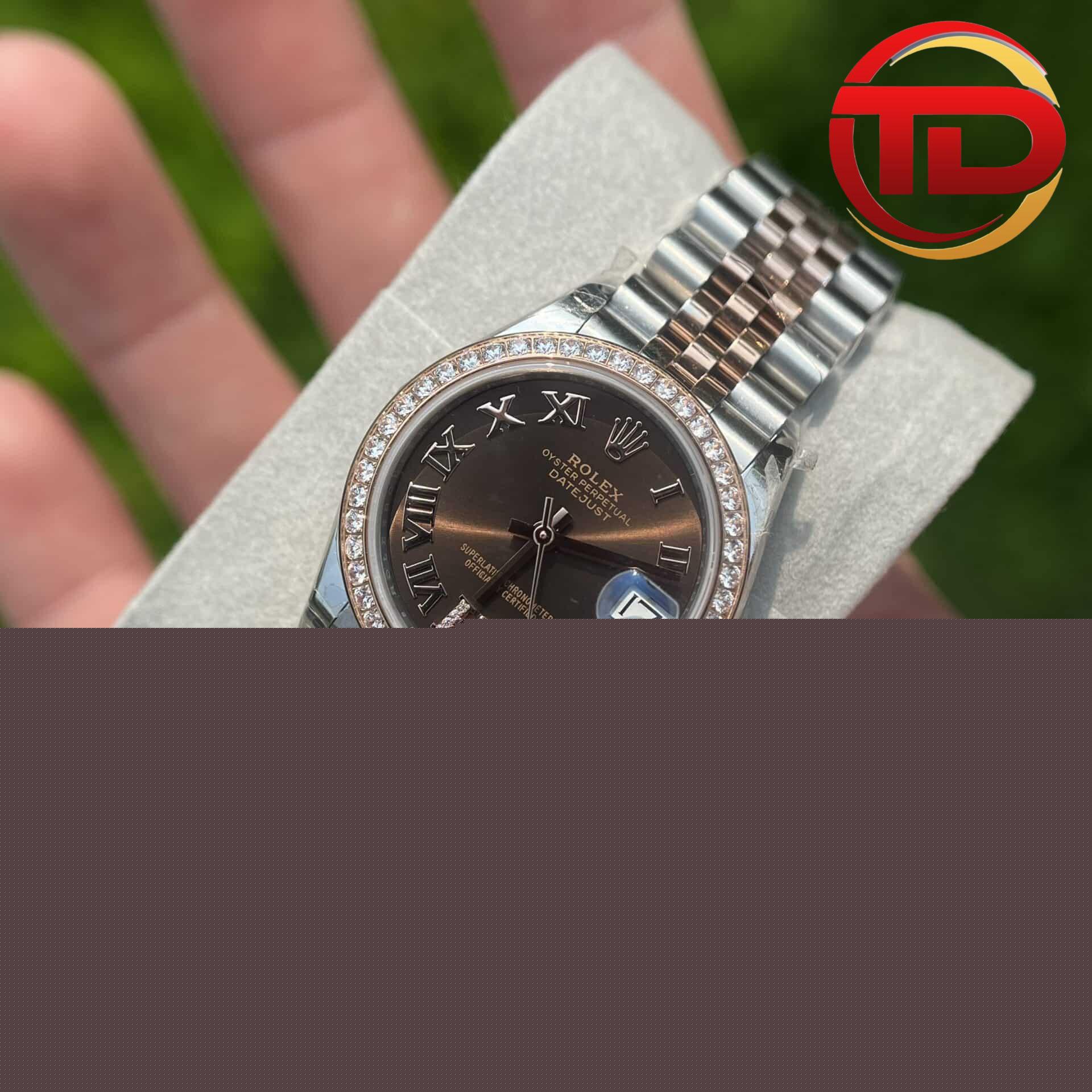 Rolex Datejust Nữ Mặt Số Nâu Niềng Đá - 3