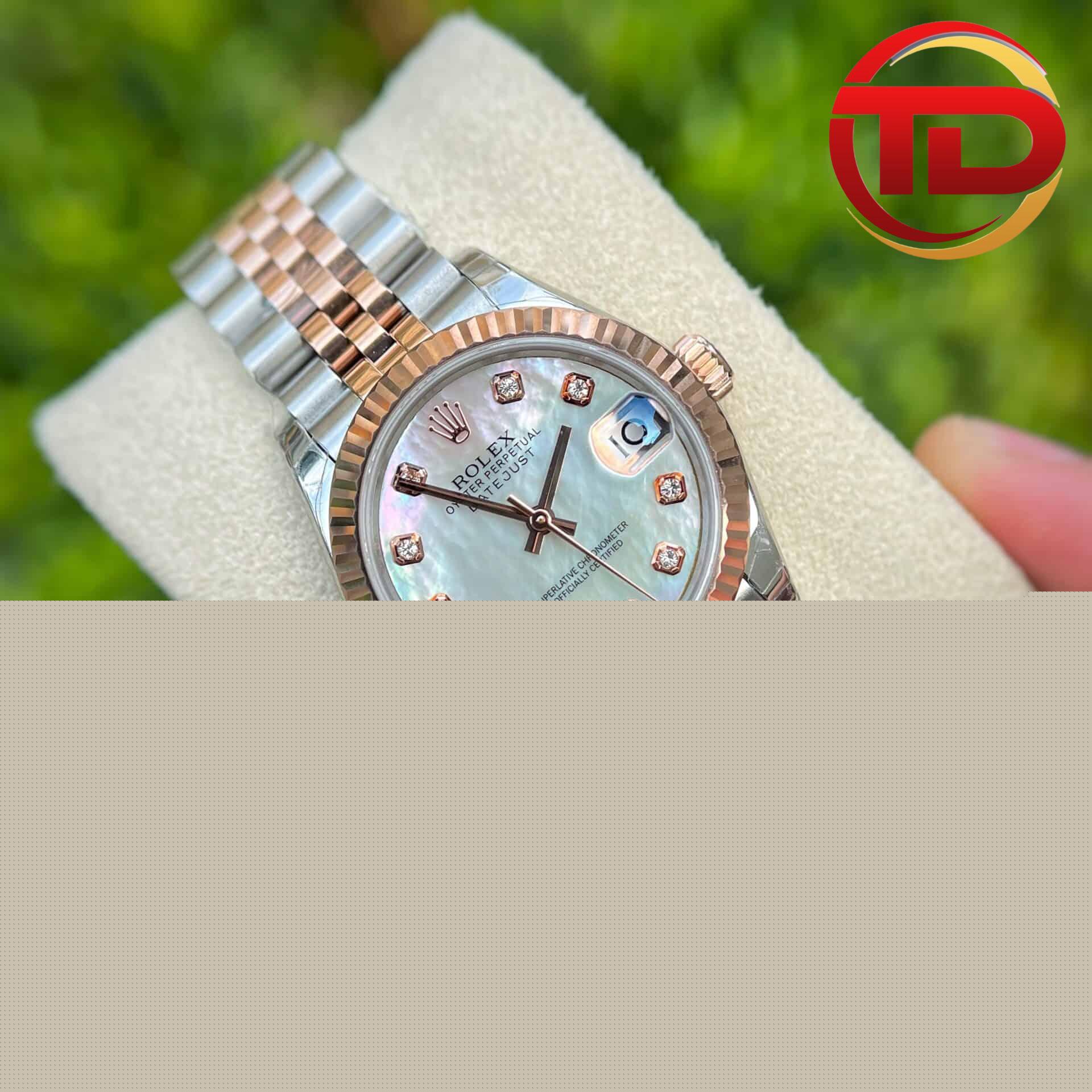 Rolex Datejust Nữ Mặt Xà Cừ Trắng Cọc Số Đính Đá - 2