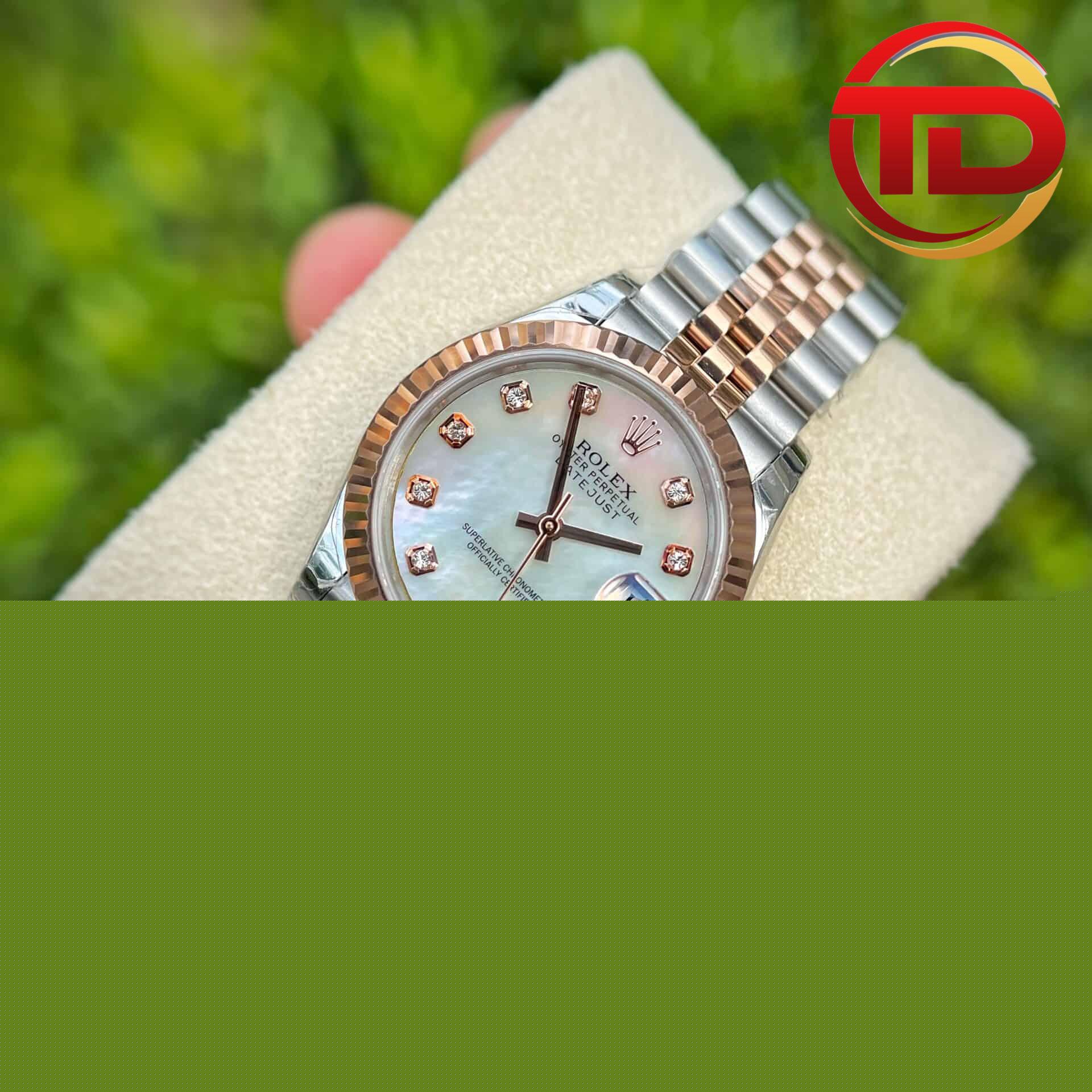 Rolex Datejust Nữ Mặt Xà Cừ Trắng Cọc Số Đính Đá - 3