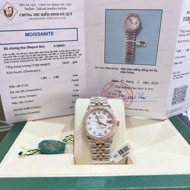 ROLEX DATEJUST MOP DIAL CUSTOM MOISSANITE BEZEL REPLICA 31MM