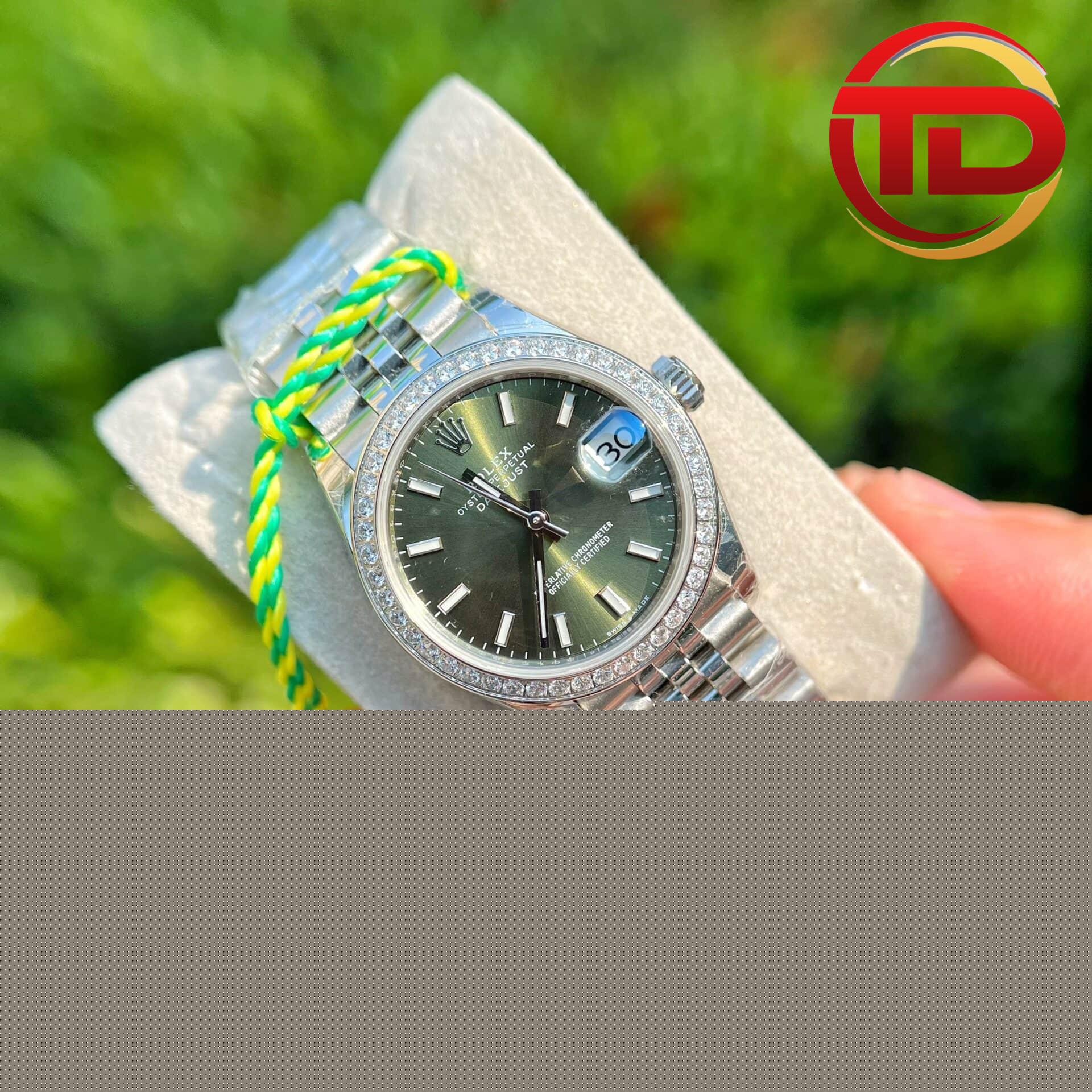 Rolex Datejust Nữ Mặt Xanh Niềng Đá - 3