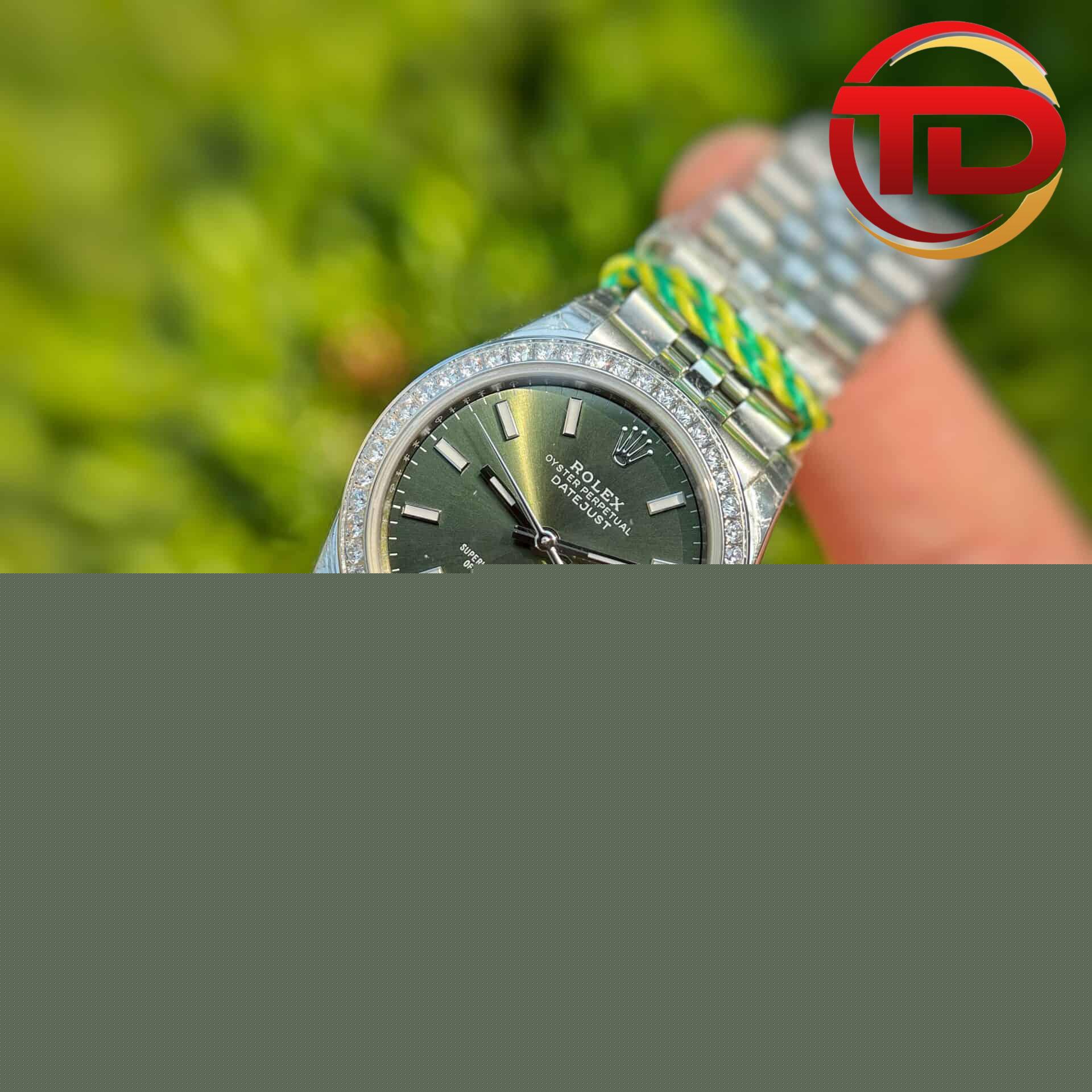 Rolex Datejust Nữ Mặt Xanh Niềng Đá - 4