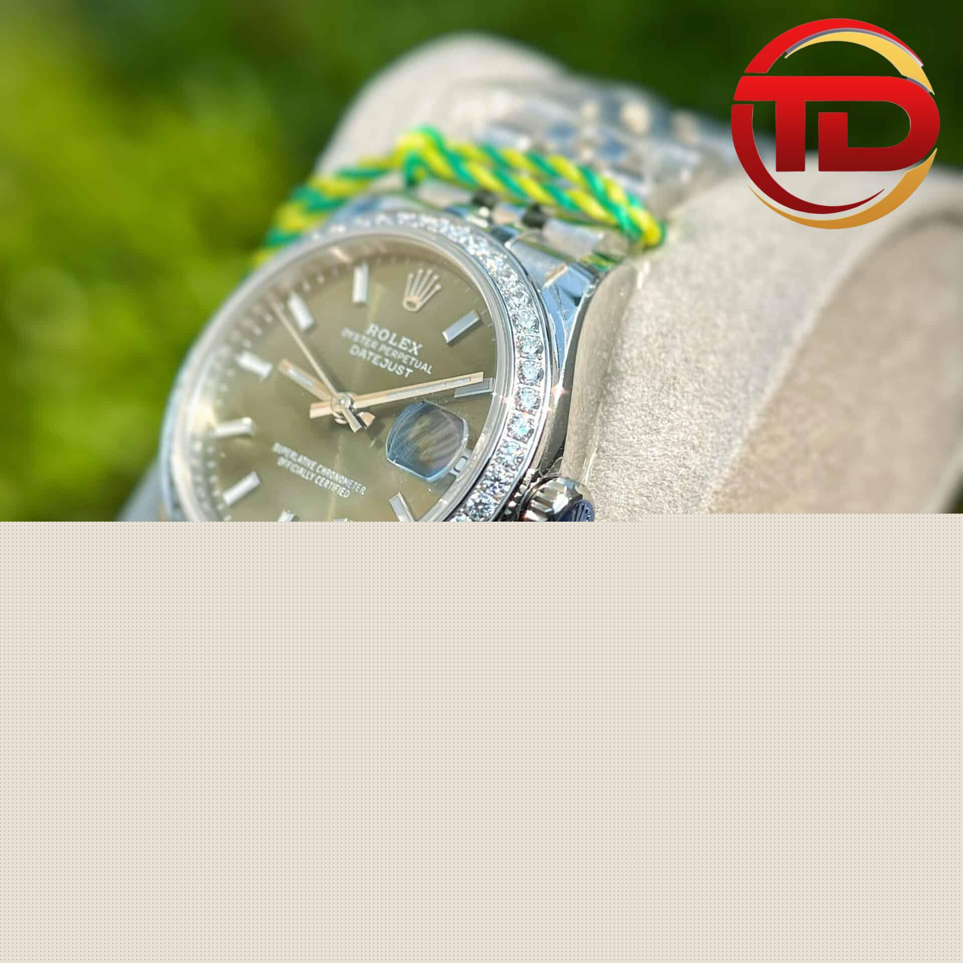 Rolex Datejust Nữ Mặt Xanh Niềng Đá - 5