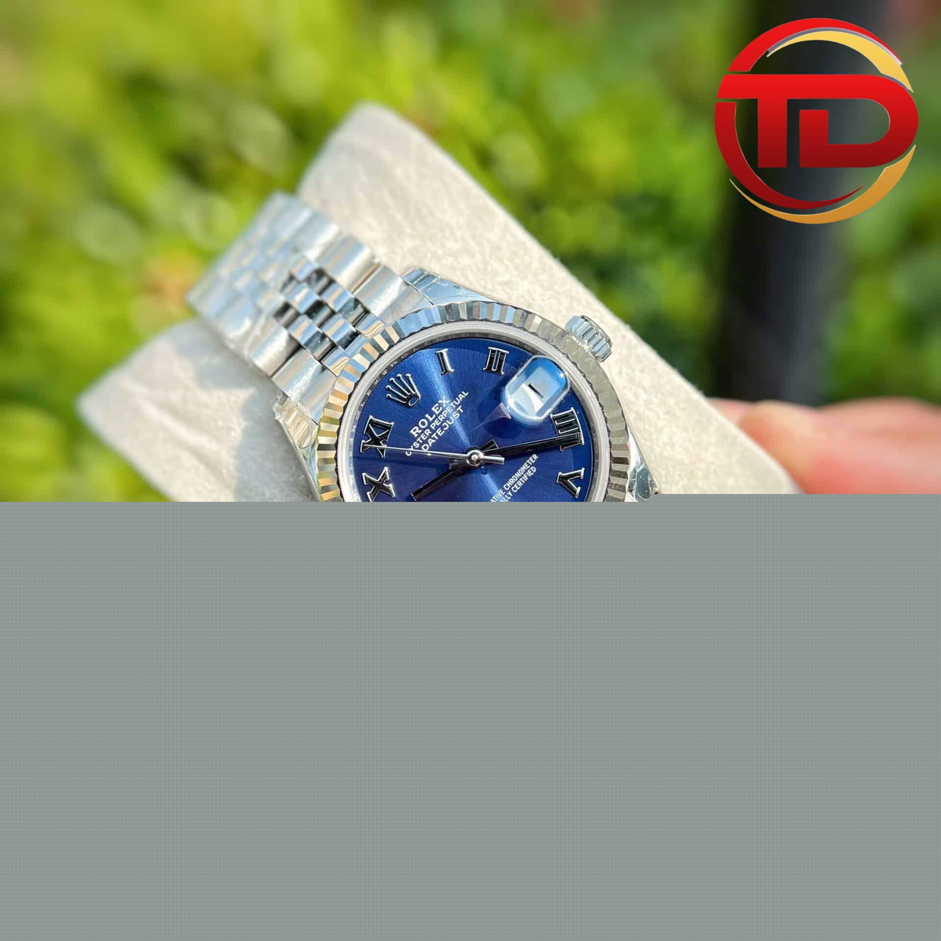 Rolex Datejust Nữ Mặt Xanh Sáng Cọc Số La Mã - 2