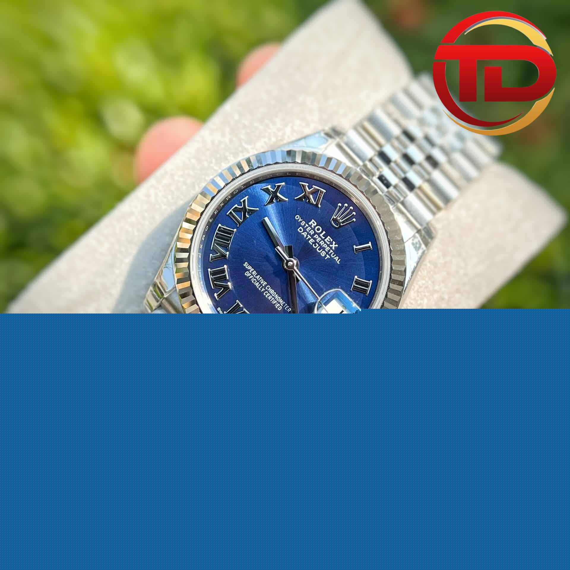 Rolex Datejust Nữ Mặt Xanh Sáng Cọc Số La Mã - 3