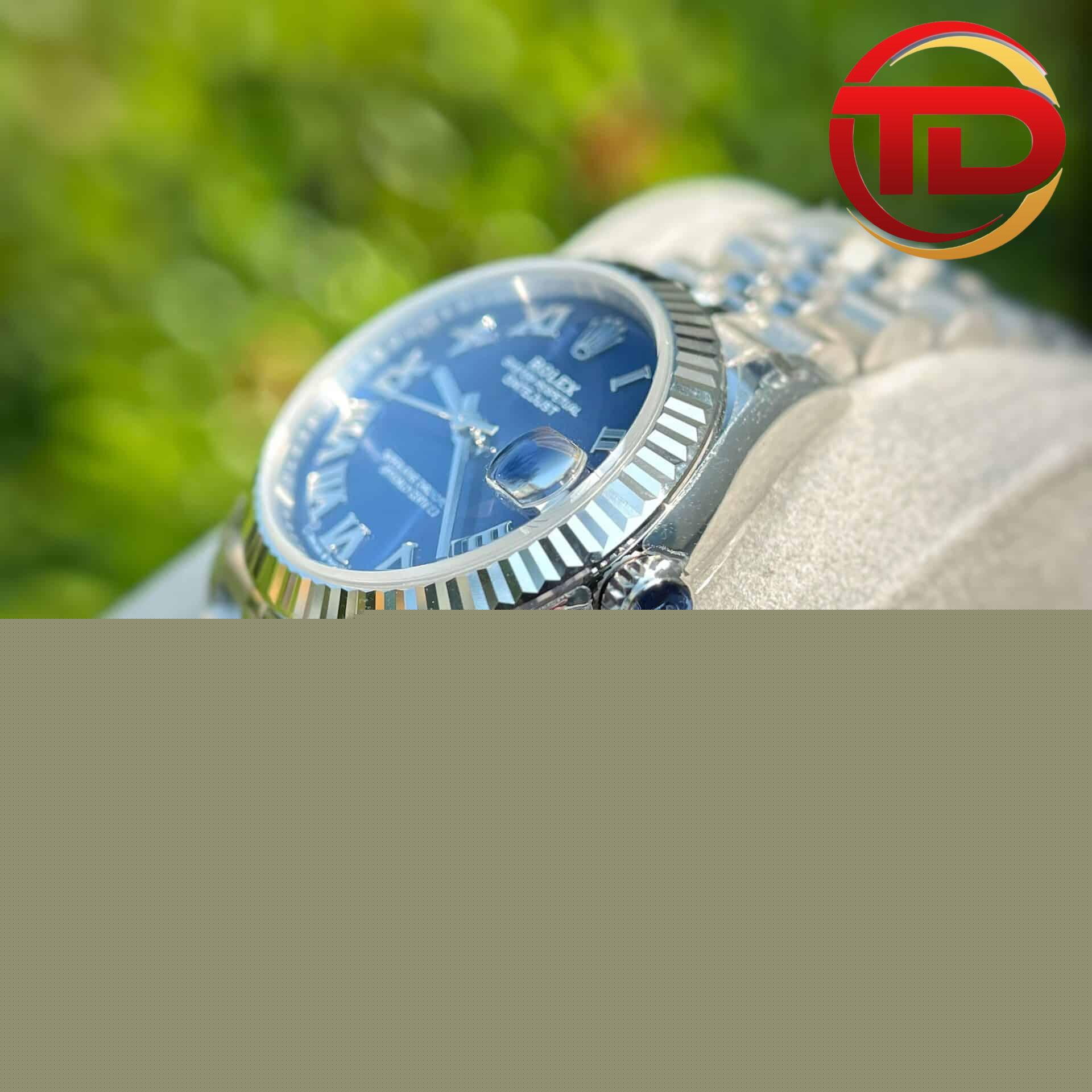 Rolex Datejust Nữ Mặt Xanh Sáng Cọc Số La Mã - 5