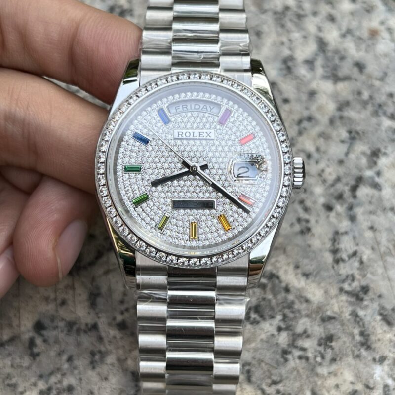 ROLEX DAY-DATE 128349RBR-0006 DIAMOND-SET DIAL BEST REPLICA 36MM