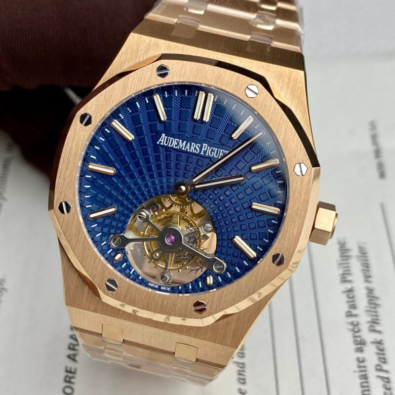 AUDEMARS PIGUET ROYAL OAK TOURBILLON EXTRA THIN ROSE GOLD BLUE DIAL BEST REPLICA 41MM