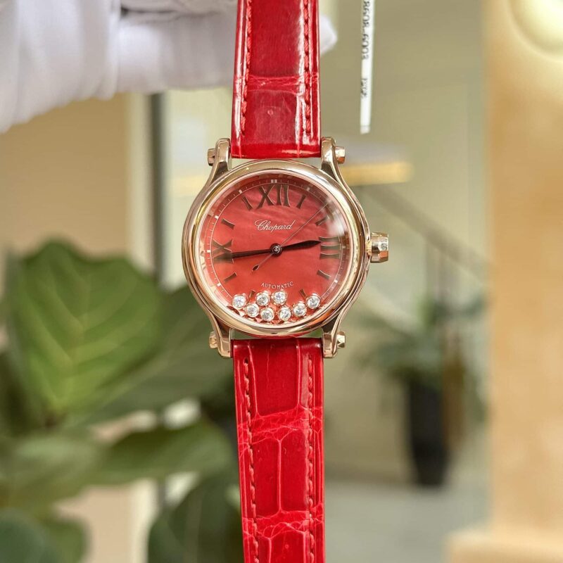 ĐỒNG HỒ NỮ CHOPARD HAPPY SPORT MÀU ĐỎ REPLICA 33MM