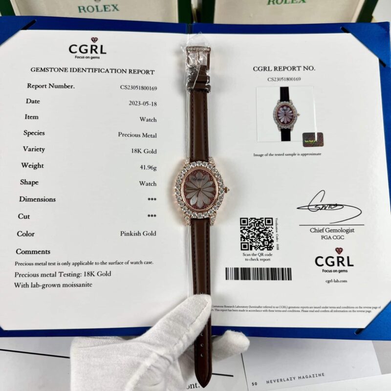 ĐỒNG HỒ CHOPARD L'HEURE 139383 BỌC VÀNG HỒNG ĐÍNH KIM CƯƠNG MOISSANITE 34MM