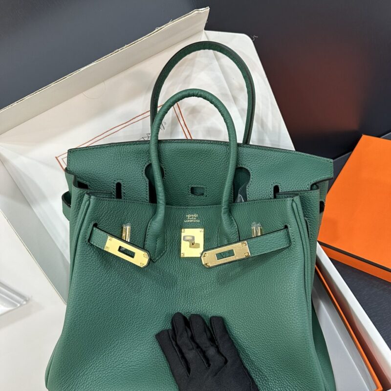 TÚI XÁCH HM BIRKIN TOGO NGUYÊN BẢN TAG VÀNG SIZE 30 MÀU XANH LÁ