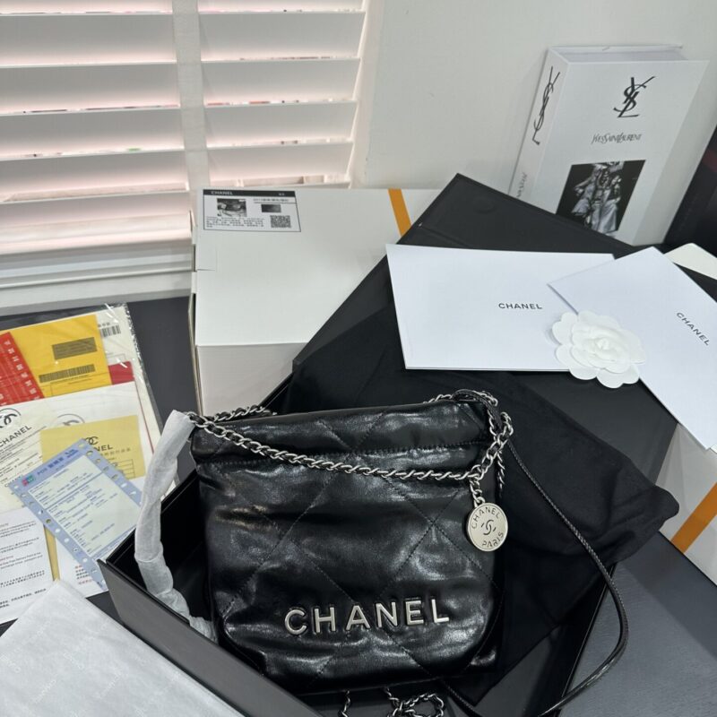TÚI CHANEL 22 MINI SIZE HANDLE BAG DA ĐEN NGUYÊN BẢN