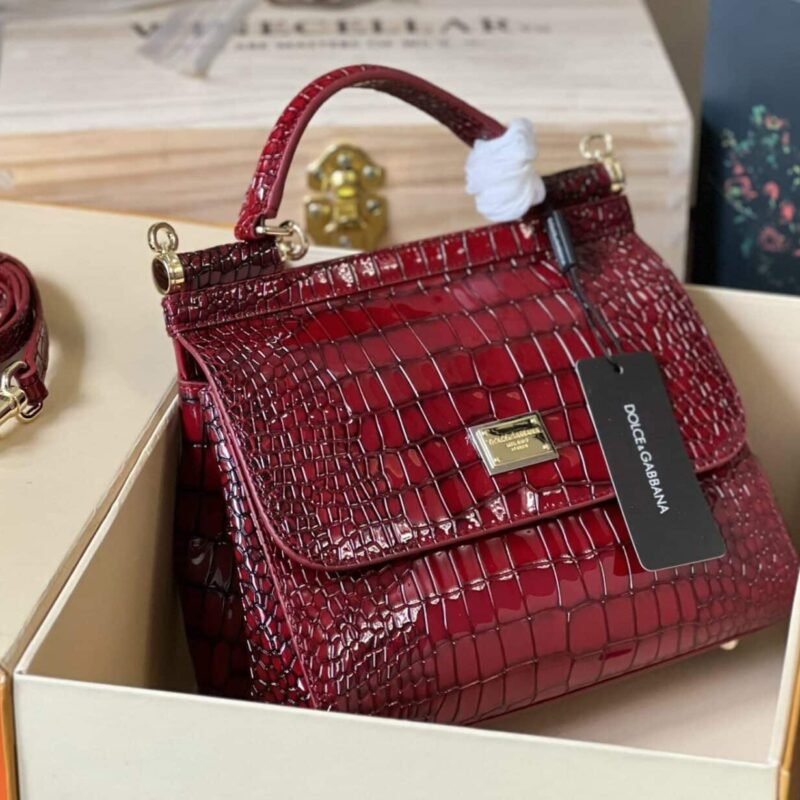 TÚI DOLCE & GABBANA MISS SICILY MEDIUM BAG DA CALFSKIN DẬP VÂN CÁ SẤU NGUYÊN BẢN