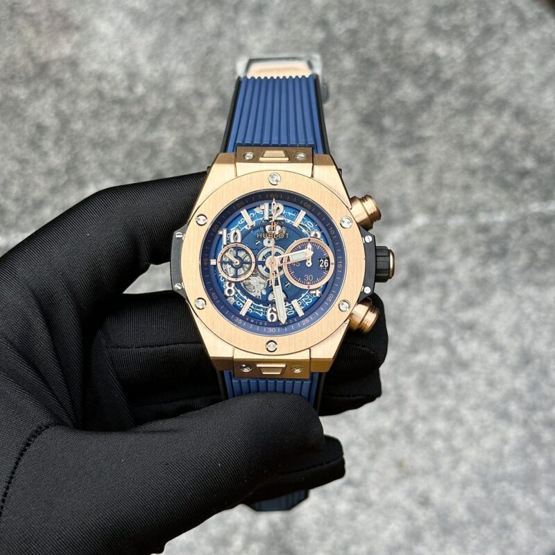 HUBLOT BIG BANG UNICO KING GOLD BLUE BEST REPLICA BBF 44MM