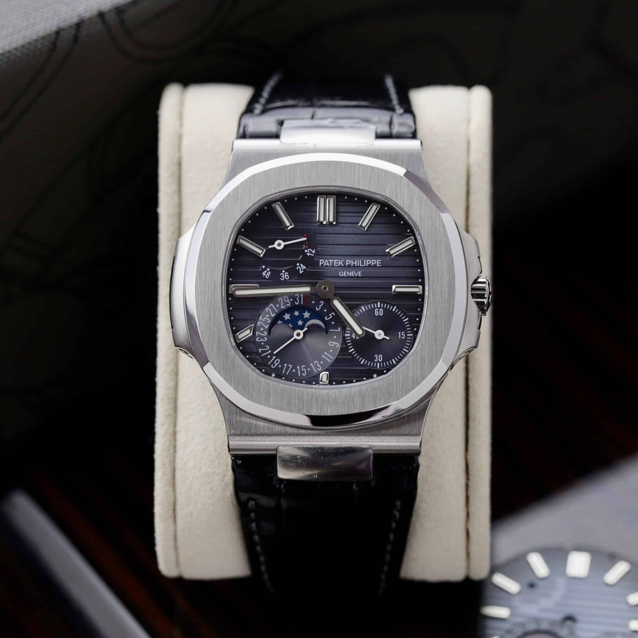 ĐỒNG HỒ PATEK PHILIPPE NAUTILUS 5712 TINH CHỈNH MẶT XANH BLUE DÂY DA REPLICA V2 PPF CAO NHẤT 40MM