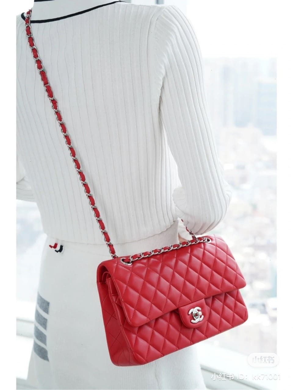 z4509669482578_a0a12869790108d5978ac05636c3a160 TÚI XÁCH CHANEL MEDIUM CLASSIC DOUBLE FLAP CALFSKIN BAG LIKE AUTH MÀU ĐỎ
