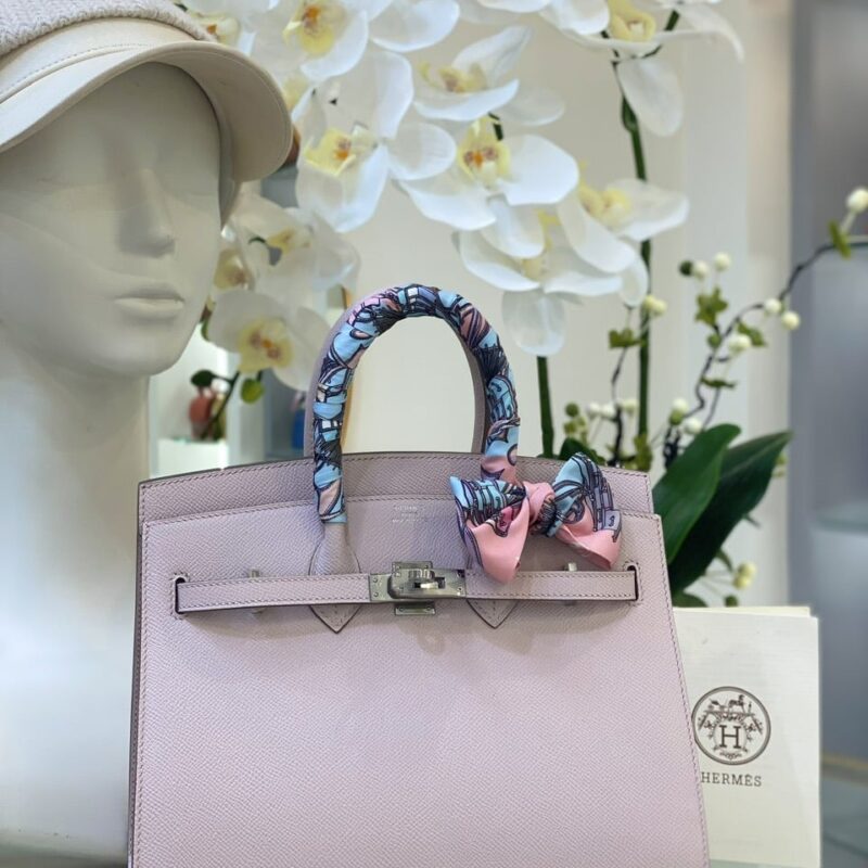 TÚI HERMES BIRKIN SELLIER 25 ESPOM KHÂU TAY SIÊU CẤP LIKE AUTH MÀU HỒNG