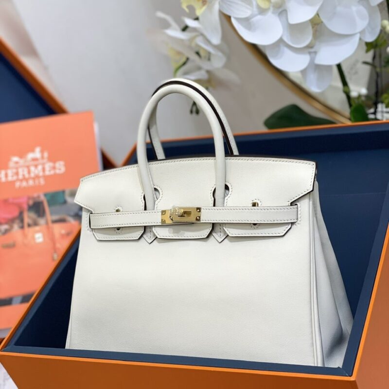 TÚI HERMES BIRKIN 25 SWIFT KHÂU TAY SIÊU CẤP LIKE AUTH MÀU TRẮNG