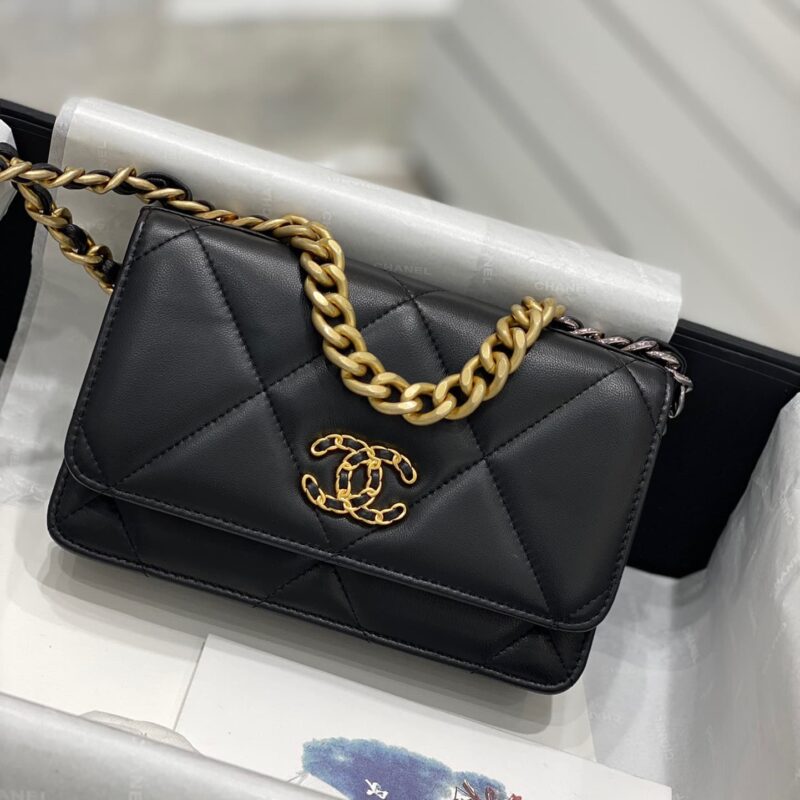 TÚI CHANEL 19 CLUTCH WITH CHAIN BLACK MIXED HARDWARE SIÊU CẤP MÀU ĐEN