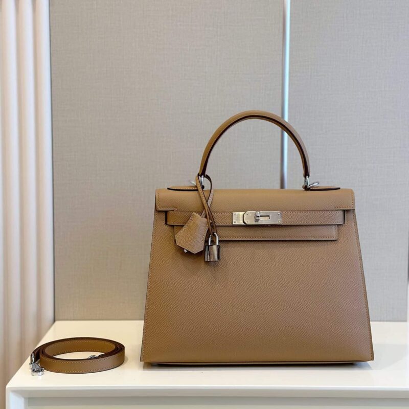 TÚI HERMES KELLY 28 ESPOM KHÂU TAY SIÊU CẤP MÀU NÂU