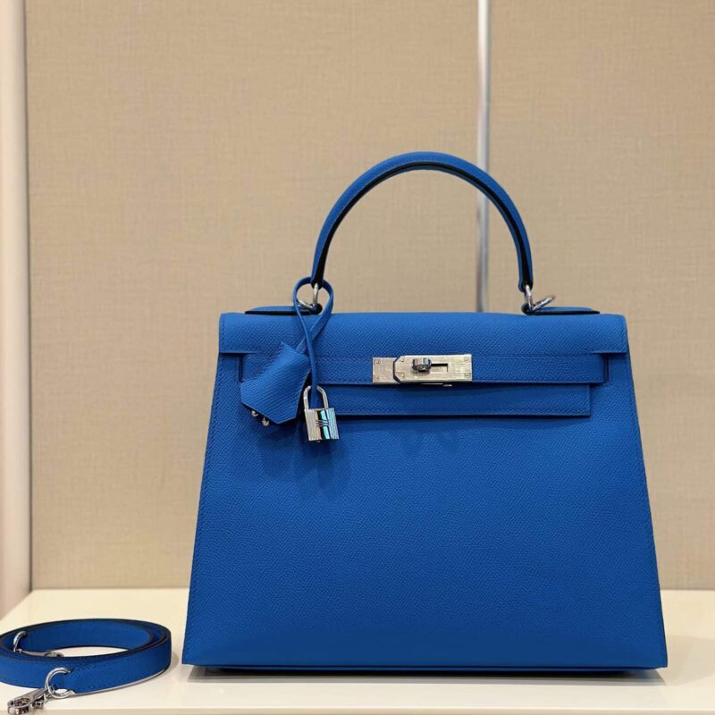 TÚI HERMES KELLY 28 ESPOM KHÂU TAY SIÊU CẤP MÀU XANH DƯƠNG