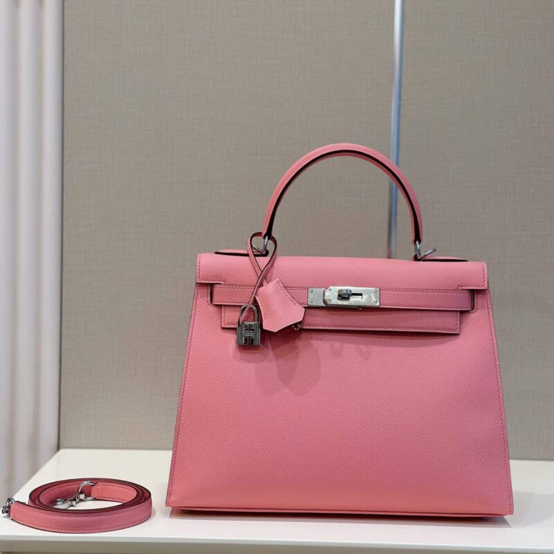 TÚI HERMES KELLY 28 ESPOM KHÂU TAY SIÊU CẤP MÀU HỒNG