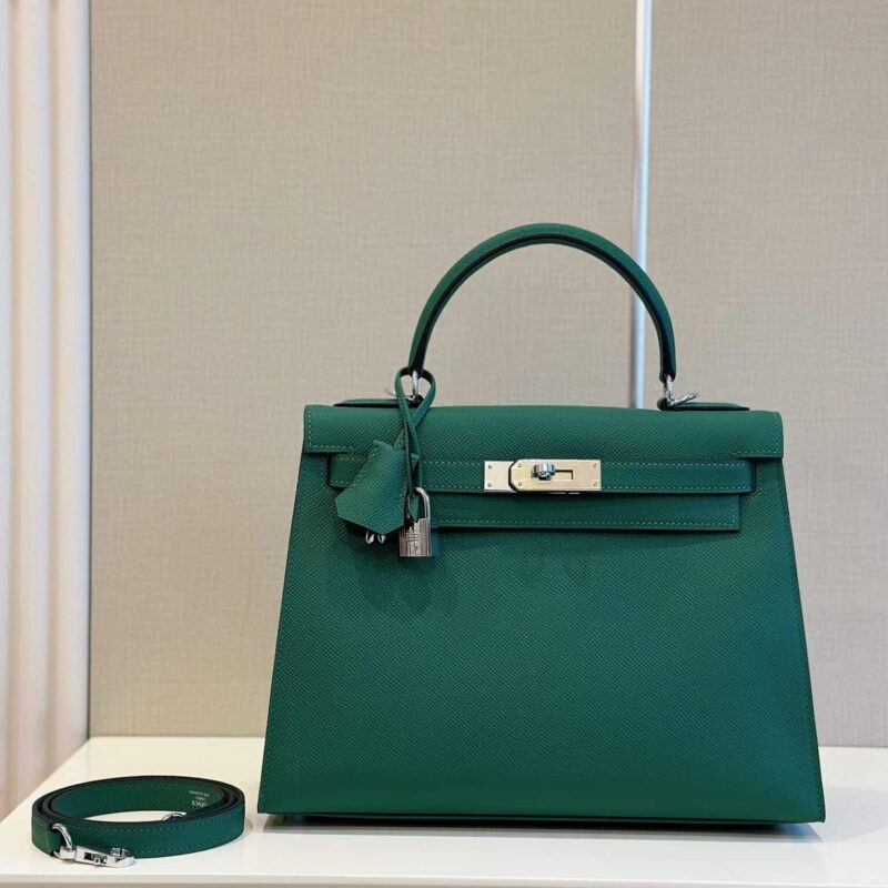 TÚI HERMES KELLY 28 ESPOM KHÂU TAY SIÊU CẤP MÀU XANH LÁ