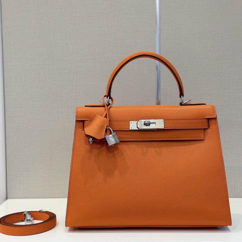 TÚI HERMES KELLY 28 ESPOM KHÂU TAY SIÊU CẤP MÀU CAM