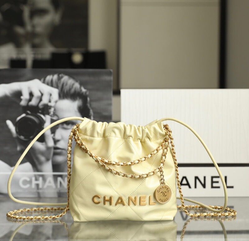 TÚI CHANEL 22 MINI SIZE HANDBAG DA BÊ SIÊU CẤP MÀU VÀNG