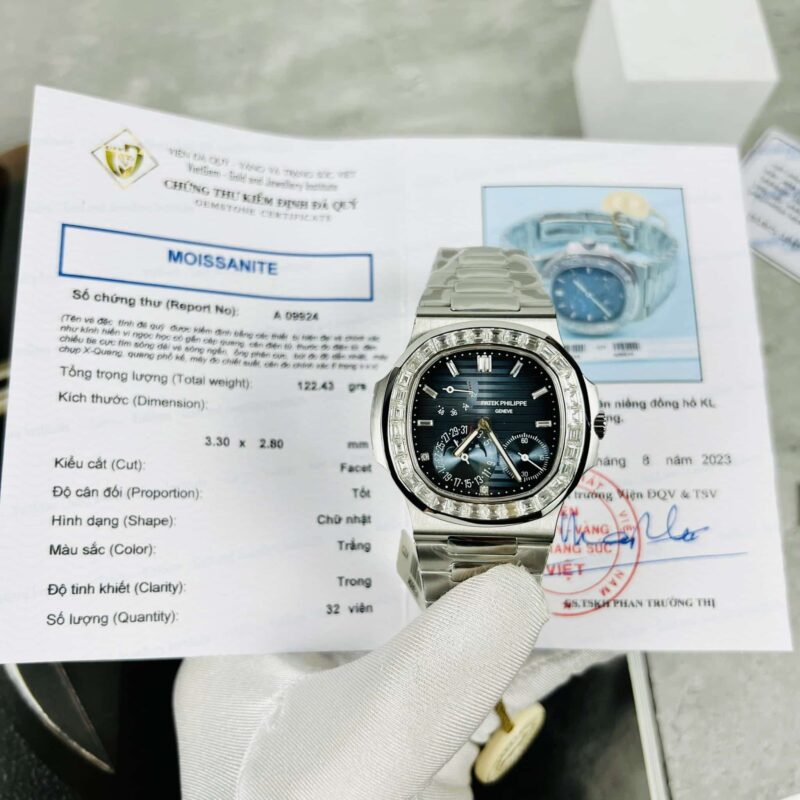 PATEK PHILIPPE NAUTILUS 5712 CUSTOM BAGUETTE MOISSANITE BEZEL 40MM