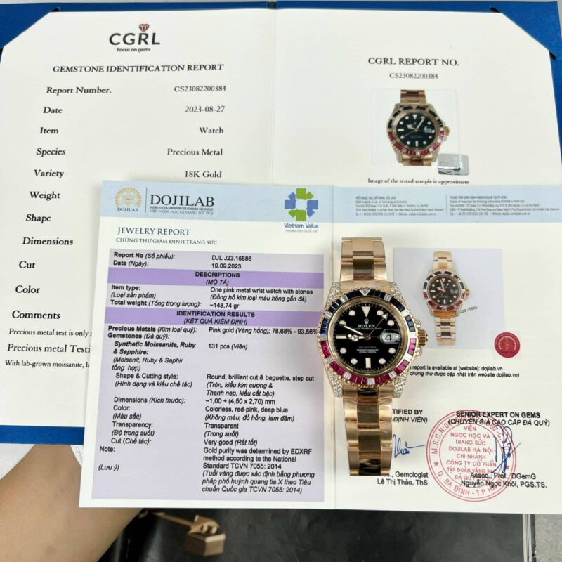 ROLEX GMT-MASTER II 126755 SARU 18K GOLD WRAPPED RUBY BEZEL 40MM