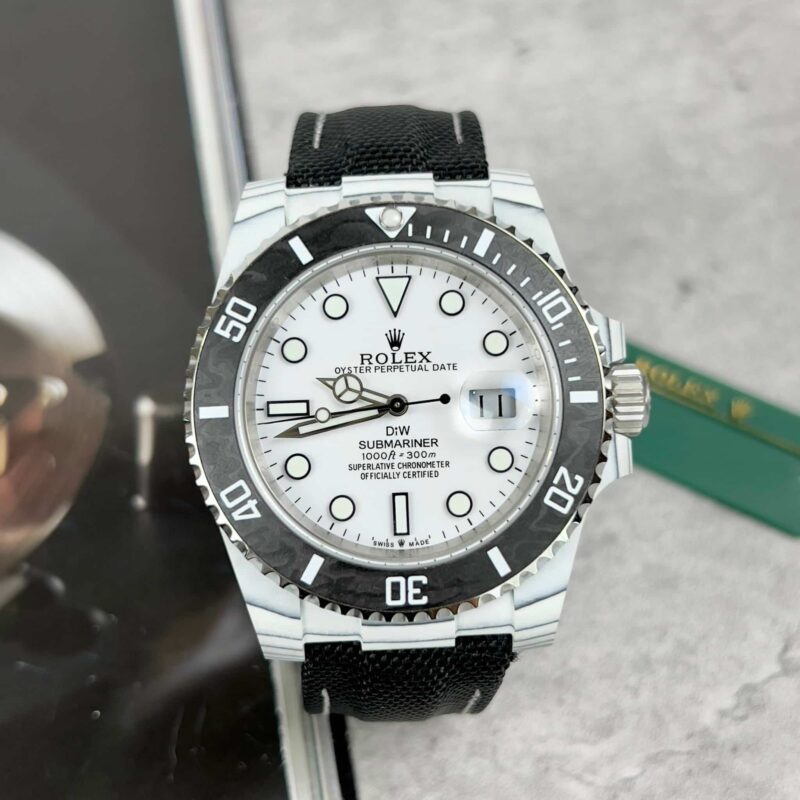 ROLEX SUBMARINER DIW CARBON WHITE DIAL CANVAS STRAP
