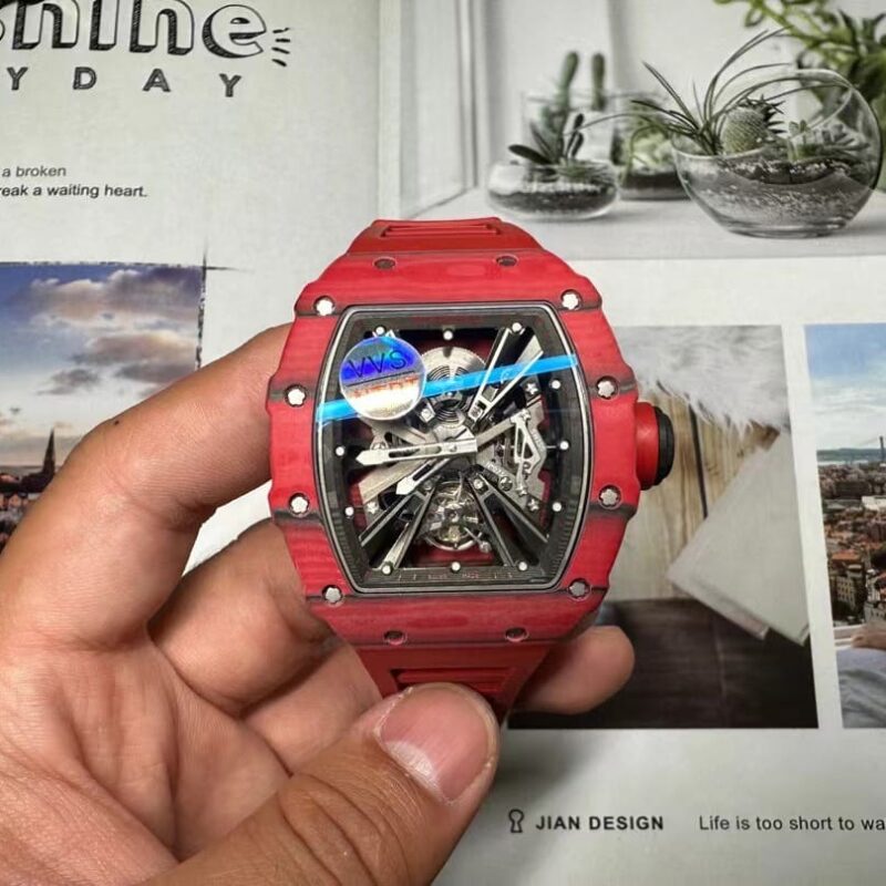 RICHARD MILLE RM12-01 TOURBILLON RED QUARTZ FIBER BEST REPLICA 39.3MM