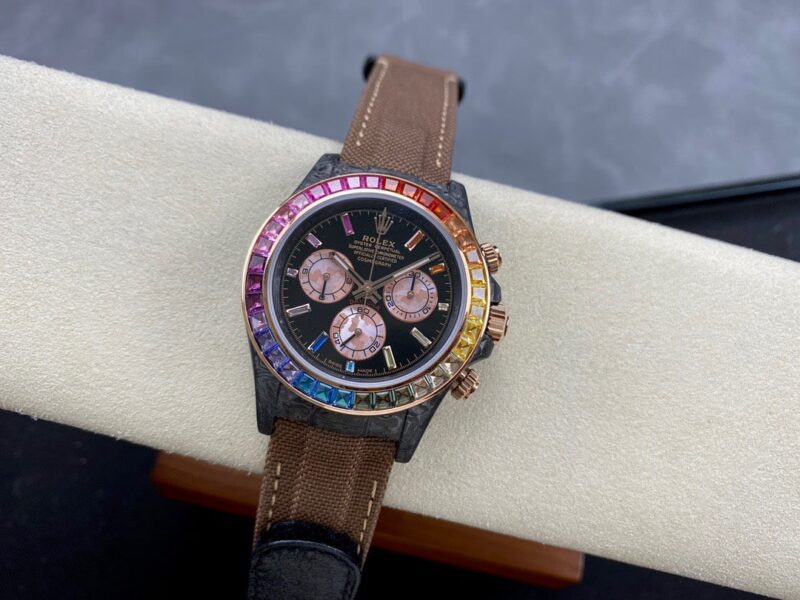 ROLEX DAYTONA DIW RAINBOW BLACK DIAL CARBON FIBER REPLICA