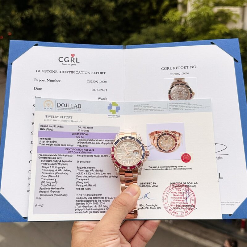 ROLEX GMT-MASTER II 126755SARU CHẾ TÁC BỌC VÀNG ĐÍNH MOISSANITE SAPPHIRE