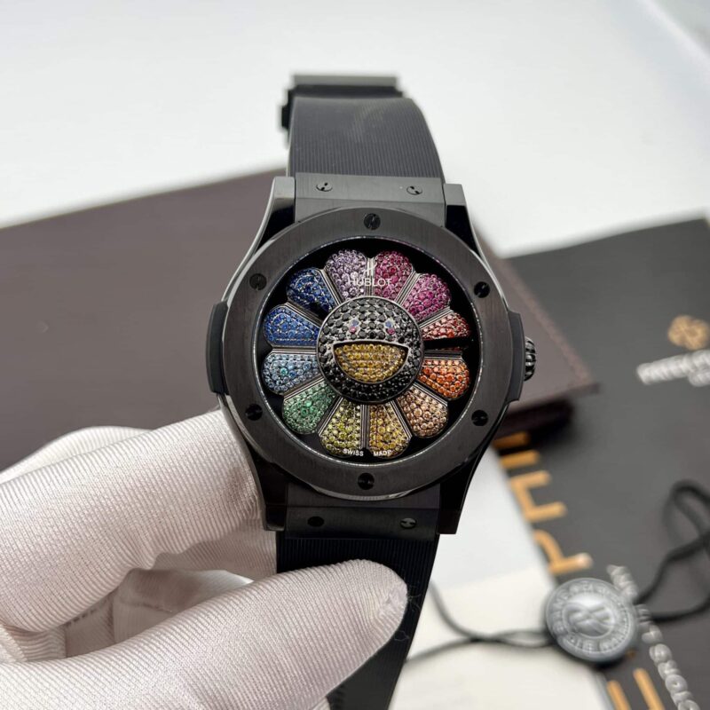 ĐỒNG HỒ HUBLOT CLASSIC FUSION TAKASHI MURAKAMI RAINBOW MÀU ĐEN REPLICA 45MM