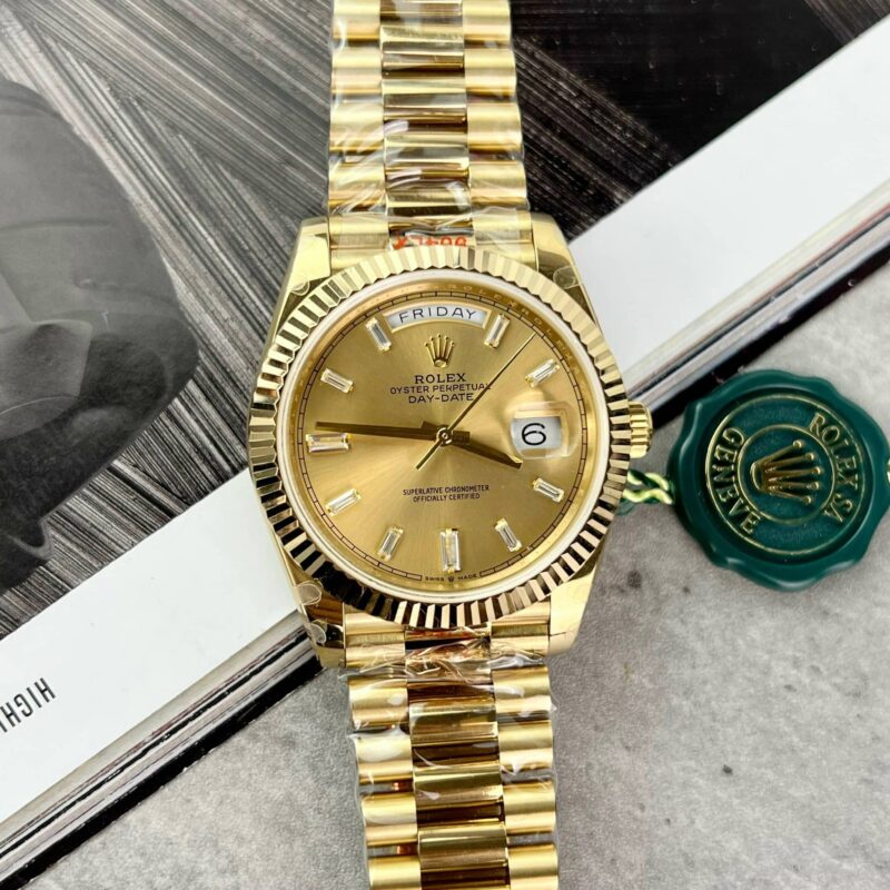 ROLEX DAY-DATE CHAMPAGNE COLOR DIAL YELLOW GOLD REPLICA V2 GMF 40MM