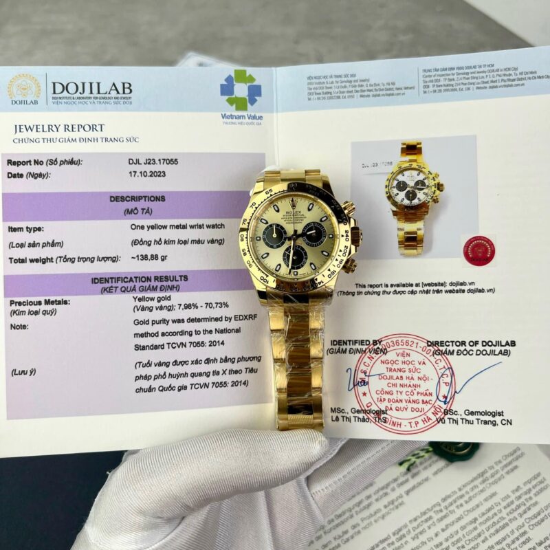 ĐỒNG HỒ ROLEX DAYTONA 116508 MẶT VÀNG BỌC VÀNG REPLICA 40MM