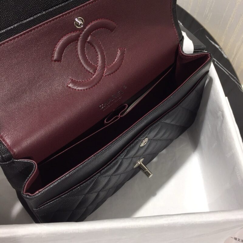 TÚI XÁCH CHANEL CLASSIC DOUBLE FLAP BAG MEDIUM CAVIAR SIÊU CẤP MÀU ĐEN