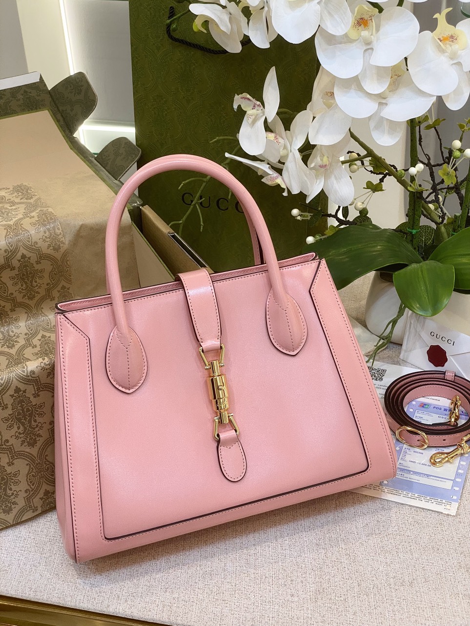 z4974082797239_441b6e77d52e4552cee881294ebb23ad TÚI XÁCH GUCCI JACKIE 1961 MEDIUM TOTE BAG VIP PHÁP MÀU HỒNG