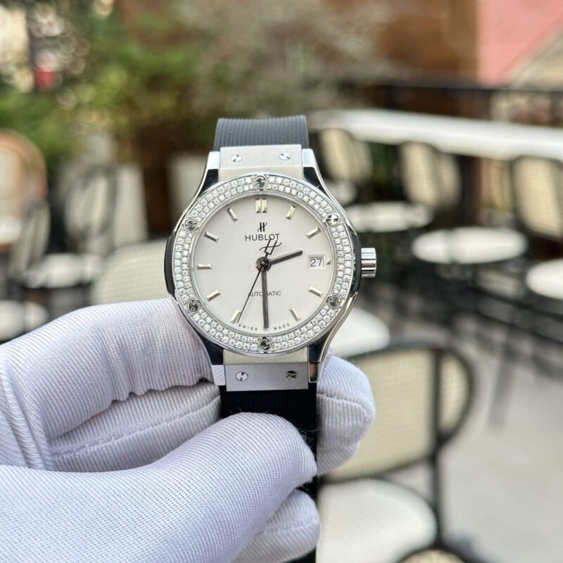 HUBLOT CLASSIC FUSION WHITE DIAL MOISSANITE BEZEL BEST REPLICA 42MM