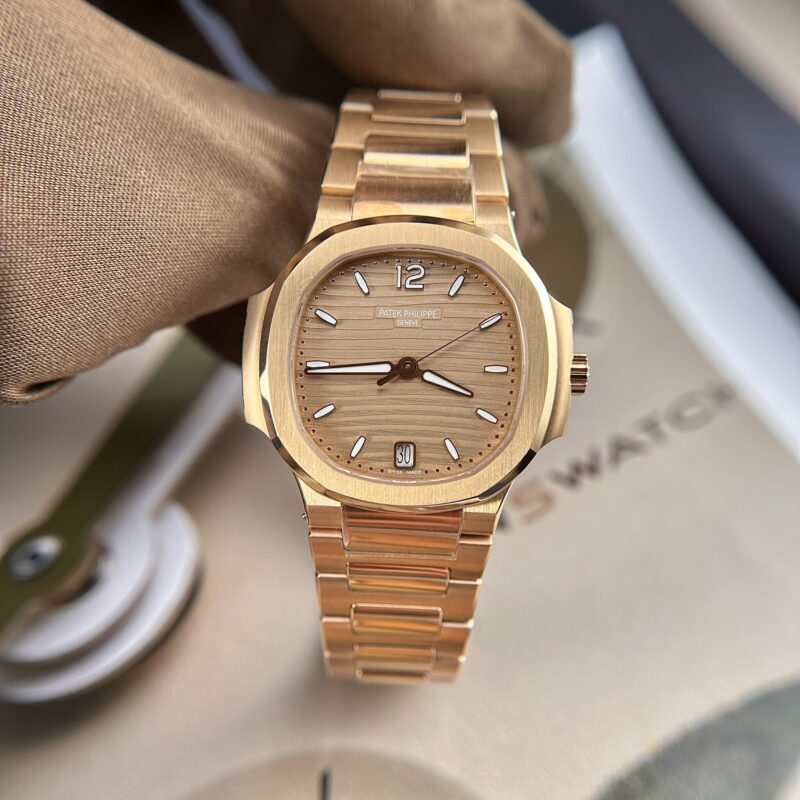 PATEK PHILIPPE NAUTILUS 7118/1R ROSE GOLD GOLDEN DIAL BEST REPLICA 35.2MM